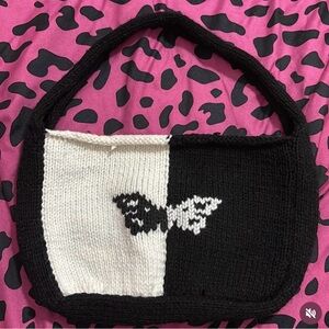 Black and White Knit Butterfly Bag